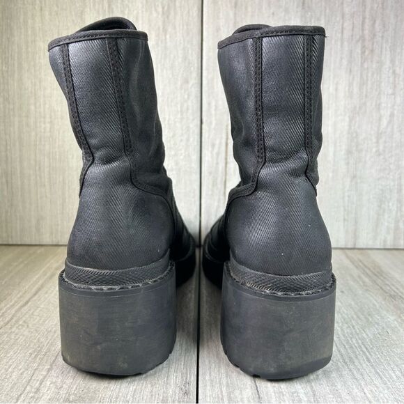 Marc Jacobs Black Waxed Canvas Combat Bristol Boot Lace Up Womens Size 10 EUR 40 - Picture 7 of 11